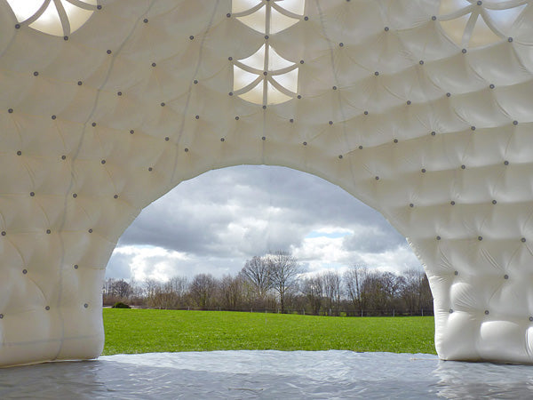 mobile Zeltsysteme, Airdome, Inflatable, Hülle mit Luft gefüllt, Ballastschläuche mit Wasser gefüllt, Seitenkanalpumpe