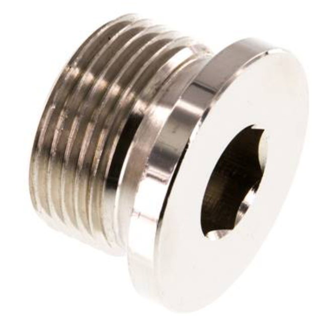 Verschlussstopfen, Blindstopfen, 1 Zoll, Innensechskant, Messing vernickelt