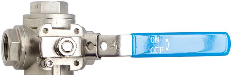 3 Wege Kugelhahn, 3/4 Zoll IG, L-Bohrung, Edelstahl