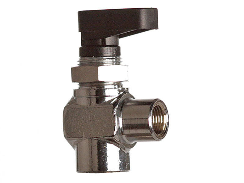 Winkel-Kugelhahn, Miniatur, 1/8 IG, Knebelgriff, Befestigungsmöglichkeit, Schalttafeleinbau