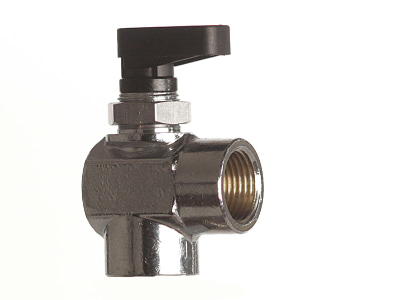 Winkel-Kugelhahn, Miniatur, 1/4 IG, Knebelgriff, Befestigungsmöglichkeit, Schalttafeleinbau