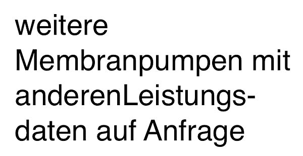 weitere Membranpumpen mit anderen Leistungsdaten auf Anfrage