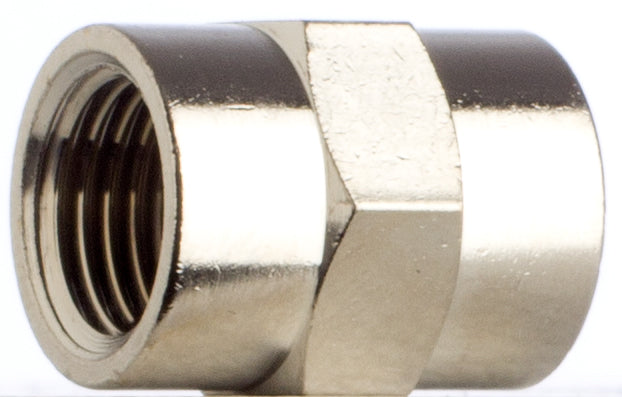 Muffe 1/4 Zoll Sechskant Messing vernickelt