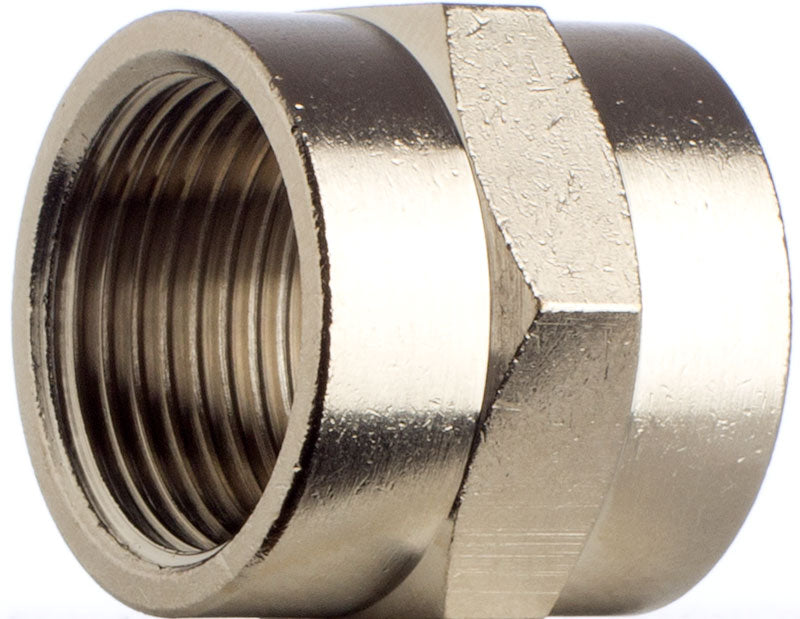 Muffe 3/4 Zoll Sechskant Messing vernickelt