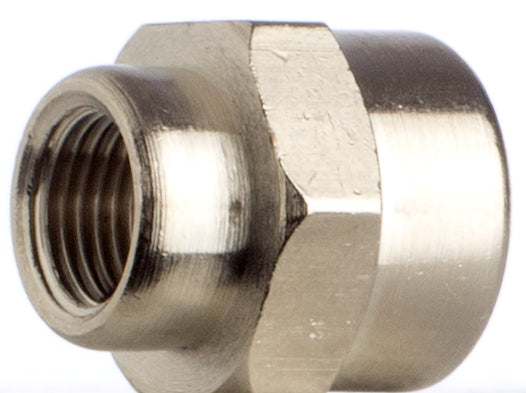 Reduziermuffe 1/4-1/8 Zoll Sechskant Messing vernickelt