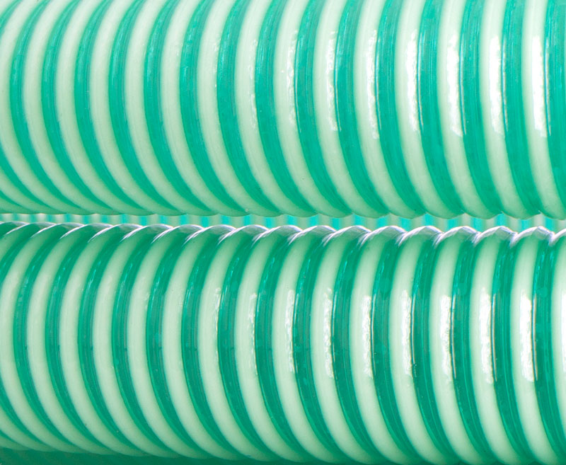 Spiralsaugschlauch Spiraldruckschlauch, 2 Zoll 50 mm, Meterware, grüne Ausführung, weisse Aussenspirale