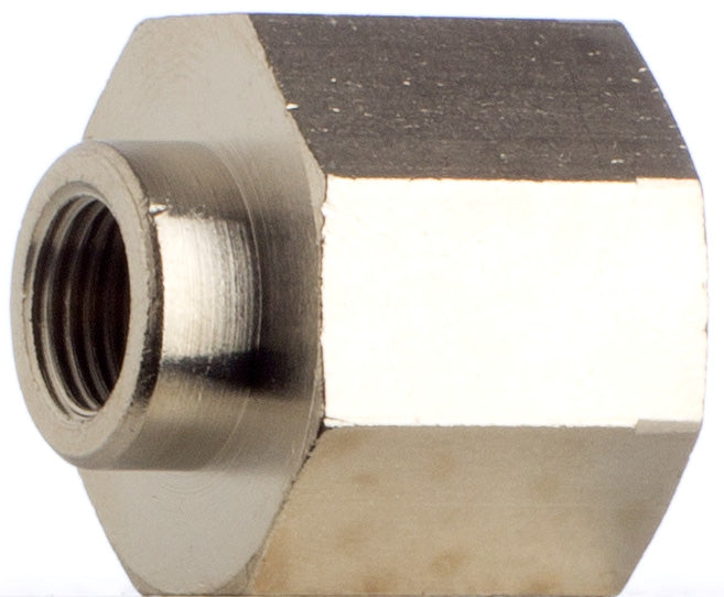 Reduziermuffe 1/2-1/8 Zoll Sechskant Messing vernickelt