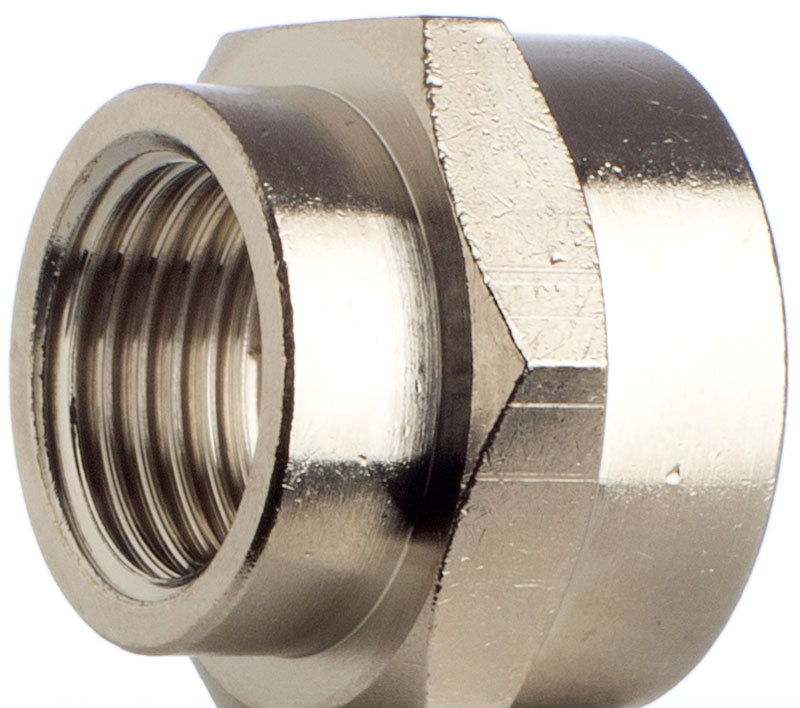 Reduziermuffe 3/4-1/2 Zoll Sechskant Messing vernickelt