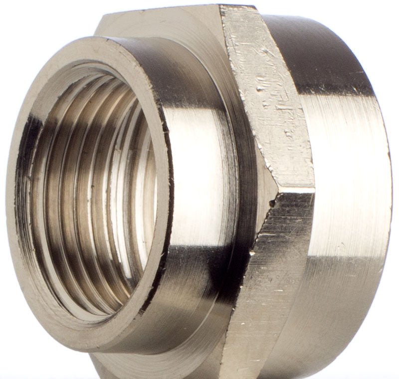 Reduziermuffe 1-3/4 Zoll Sechskant Messing vernickelt