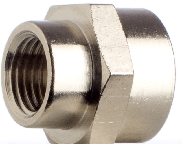 Reduziermuffe 3/8-1/4 Zoll Sechskant Messing vernickelt