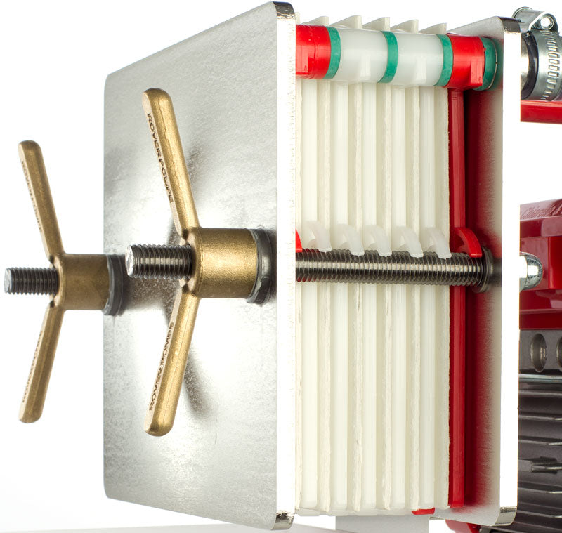 Schichtenfilter Wein Pumpe, Edelstahl, Filterleistung 3,3 - 5 l/min, 6 Platten 20 x 20 cm