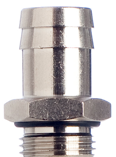 Schlauchtülle 19 mm, 1/2 Zoll Gewinde, zylindrisch, NBR-O Ring, Messing vernickelt