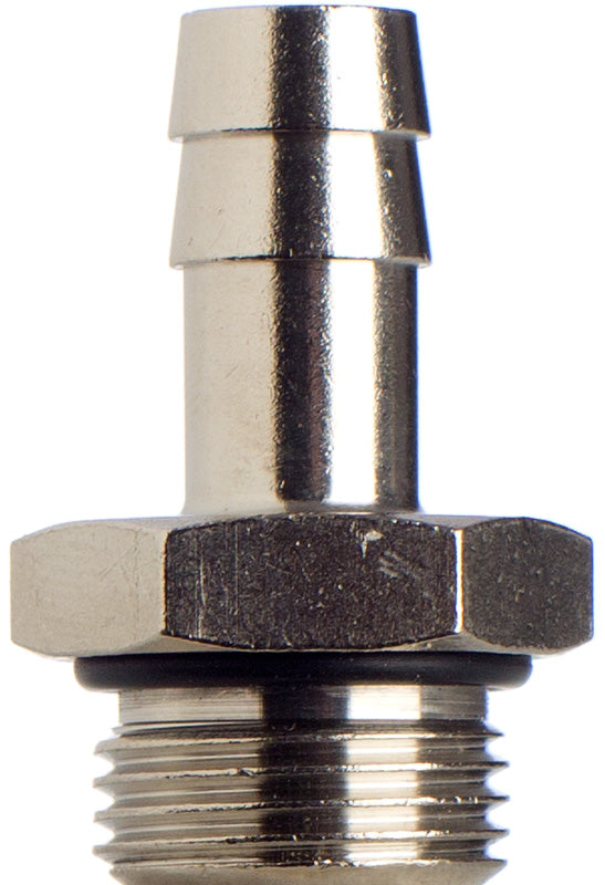 Schlauchtülle 10 mm, 3/8 Gewinde, zylindrisch, NBR-O Ring, Messing vernickelt