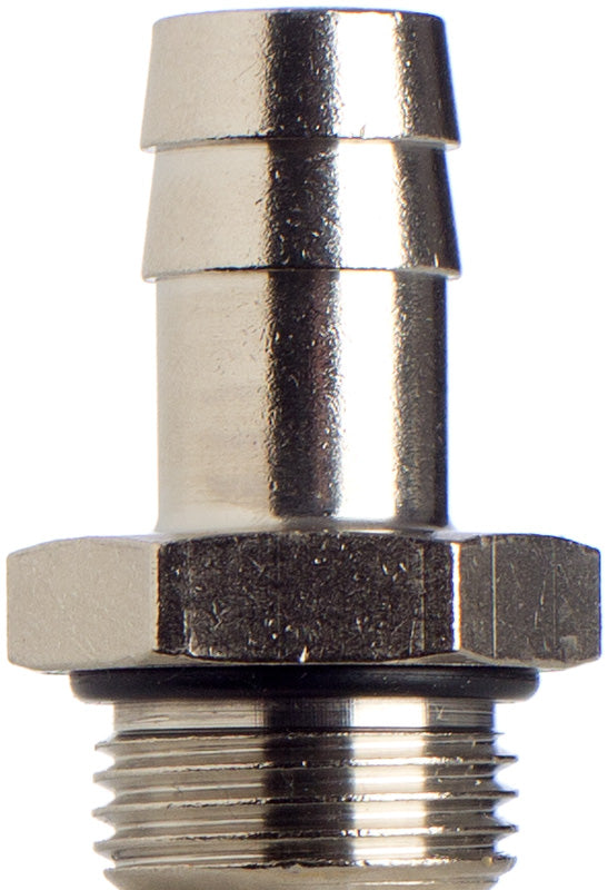 Schlauchtülle 12 mm, 3/8 Gewinde, zylindrisch, NBR-O Ring, Messing vernickelt