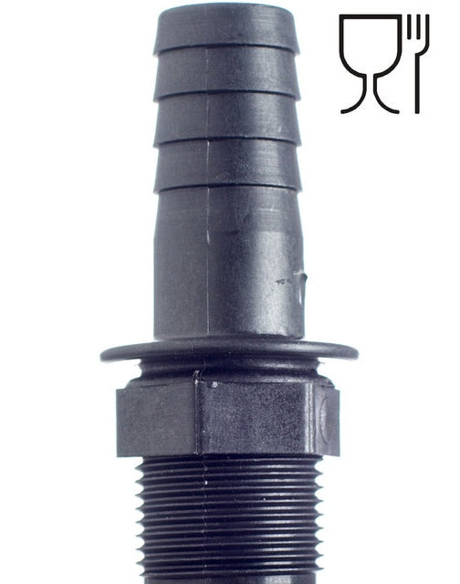 Schlauchtülle 38 mm, 1 1/2 Gewinde, zylindrisch, Polypropylen PP, lebensmittelecht