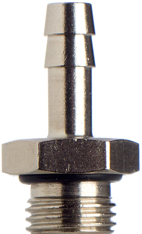 Schlauchtülle 6 mm, 1/4 Gewinde, zylindrisch, NBR-O Ring, Messing vernickelt