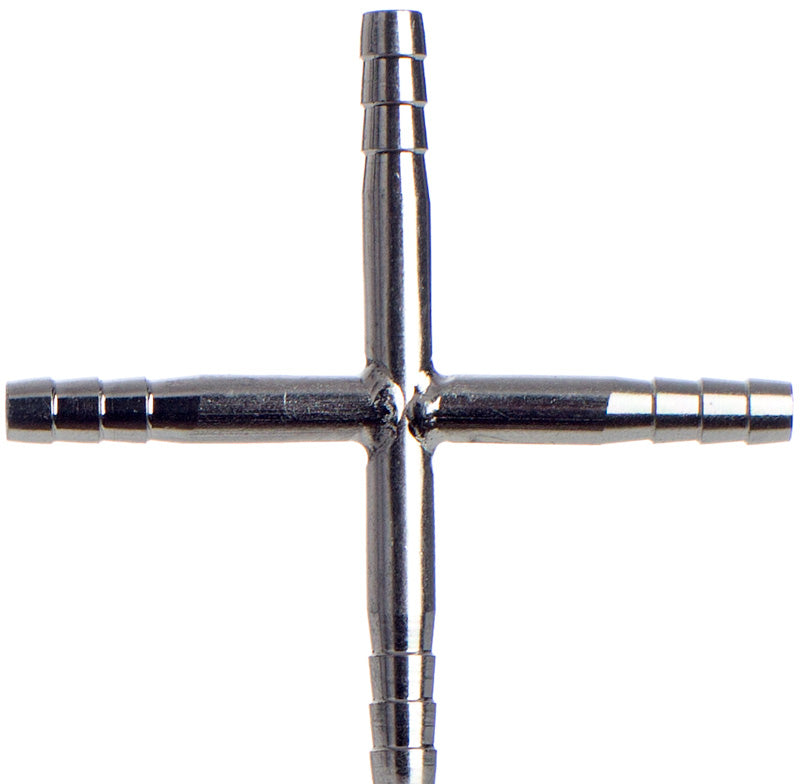 Schlauchverbinder Kreuz Stück 4 mm, Edelstahl, Benzin, Öl, Diesel, Wasser, Lebensmittel