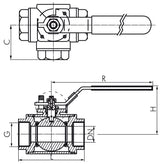 3 Wege Kugelhahn, 3/4 Zoll IG, L-Bohrung, Edelstahl