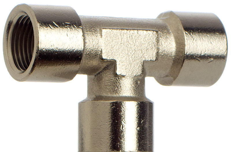 Schlauchverbinder T Stück 1/8 IG, Messing vernickelt