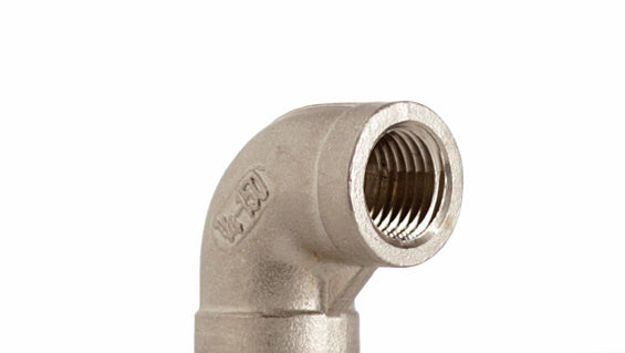 Winkelfitting, 1/4 Zoll IG-IG, Edelstahlbogen V4A, 90 Grad, Benzin, Diesel, Öl, Wasser, Luft