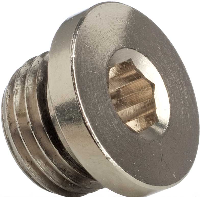 Verschlussstopfen, Blindstopfen, 3/8 Zoll, Innensechskant, Messing vernickelt, O Ring