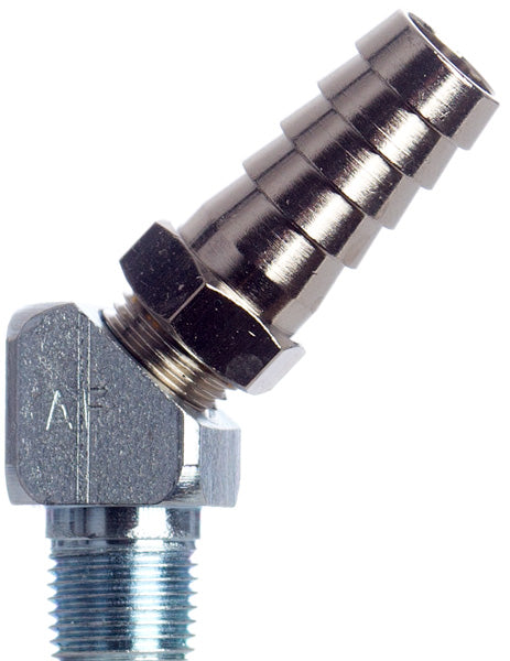 Winkelfitting 1/8 Zoll IG -AG, 45 Grad Bogen, Metall, Stahl verzinkt