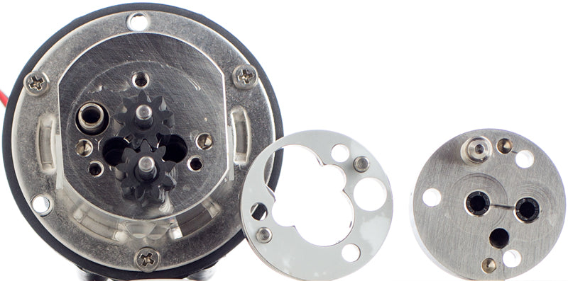 Zahnradpumpe 24 Volt, 1-6 bar, 2,3 l/min, by pass, Edelstahl Pumpenkopf, Peek Zahnräder