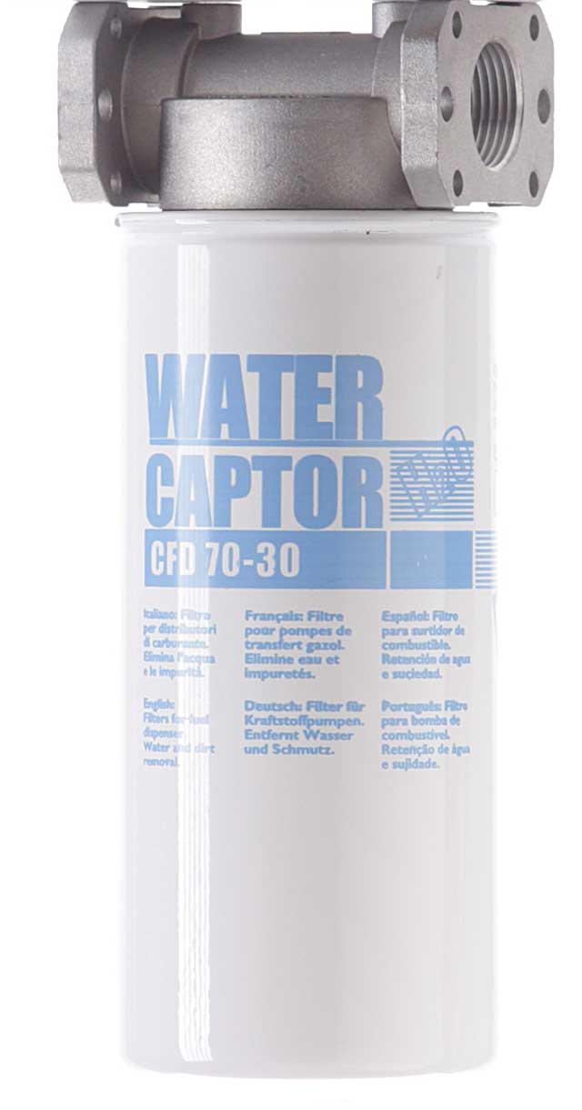 Wasserabscheider Filter Diesel + Benzin 70 l/min 30 my, Filterkopf 1 Zoll IG, Set