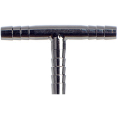 Schlauchverbinder aus Edelstahl in T Form für 6 mm Schläuche.