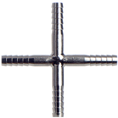 Schlauchverbinder Edelstahl Kreuz Form für 6 mm Schläuche.