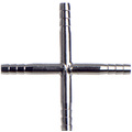 Schlauchverbinder Edelstahl Kreuz Form für 4 mm Schläuche.