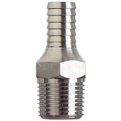 Schlauchtülle aus Edelstahl  mit 3/8 Zoll npt Gewinde und 10 mm Schlauchabgang.