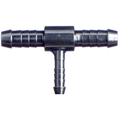 Schlauchverbinder aus Stahl in T Form mit Reduktion 8 5 8 mm Schlauchabgang.