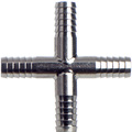 Schlauchverbinder Edelstahl Kreuz Form für 10 mm Schläuche.